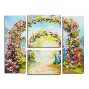 Модульная картина Картина, цветочные арки в парке