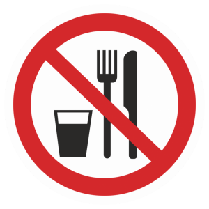 Знак безопасности P-30 «Запрещается принимать пищу»
