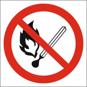 Знак Запрещается пользоваться открытым огнем